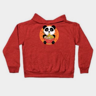 Cute baby panda eating ramen, adorable animals, wildlife, wild animals, baby panda bear Kids Hoodie